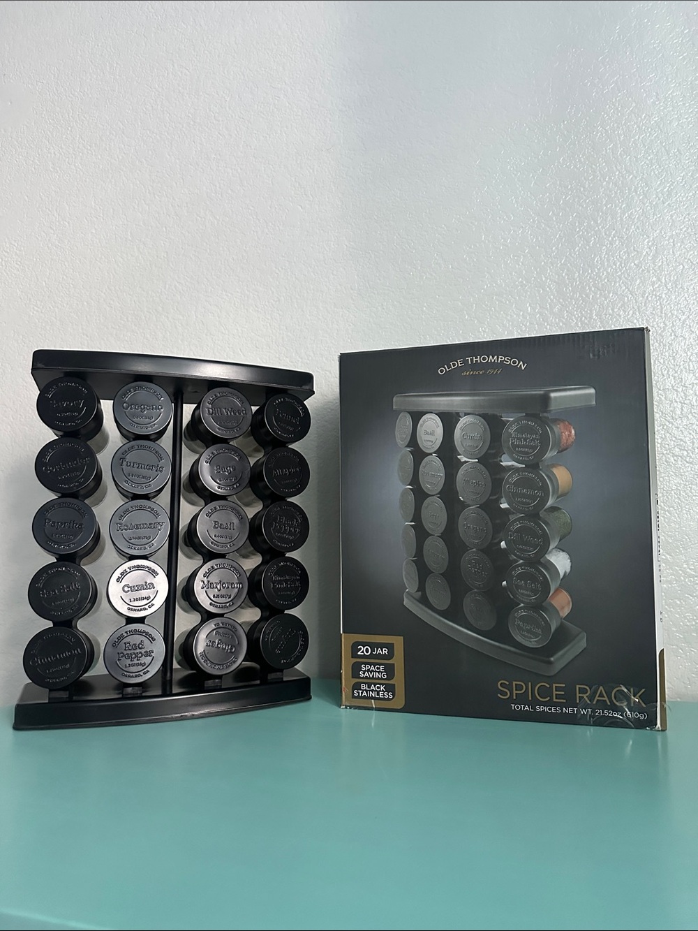 Olde Thompson 20-Jar "Ships Curve" Spice Rack Set-used for a photoshoot.